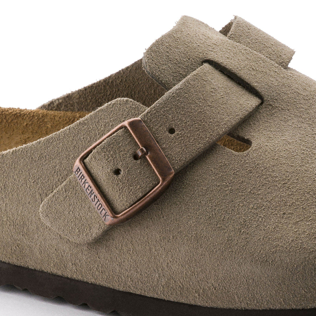 Boston Soft Footbed Suede Leather in Color Taupe | Birkenstock