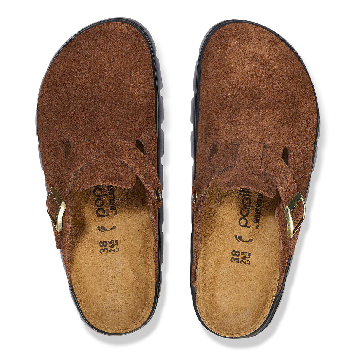 Boston Chunky Suede Leather in Color Dark Tea/ Black | Birkenstock