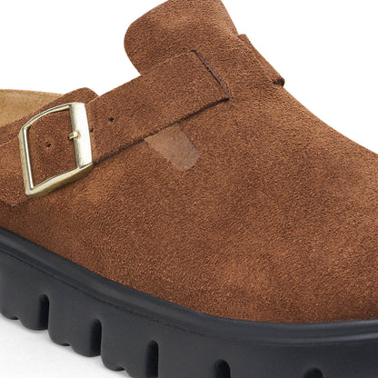 Boston Chunky Suede Leather in Color Dark Tea/ Black | Birkenstock
