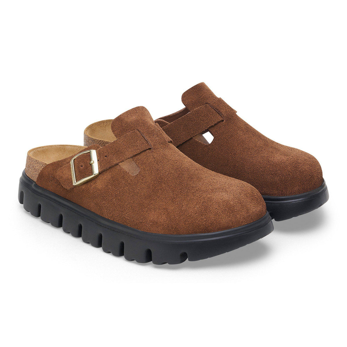 Boston Chunky Suede Leather in Color Dark Tea/ Black | Birkenstock