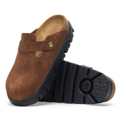 Boston Chunky Suede Leather in Color Dark Tea/ Black | Birkenstock