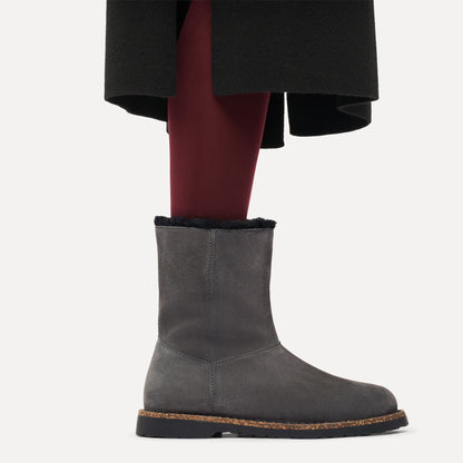 Uppsala Zip Shearling Suede Leather in Color Charcoal | Birkenstock
