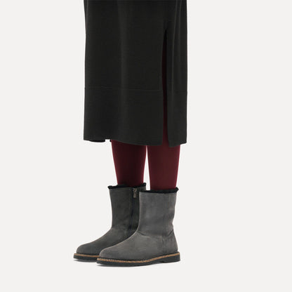 Uppsala Zip Shearling Suede Leather in Color Charcoal | Birkenstock