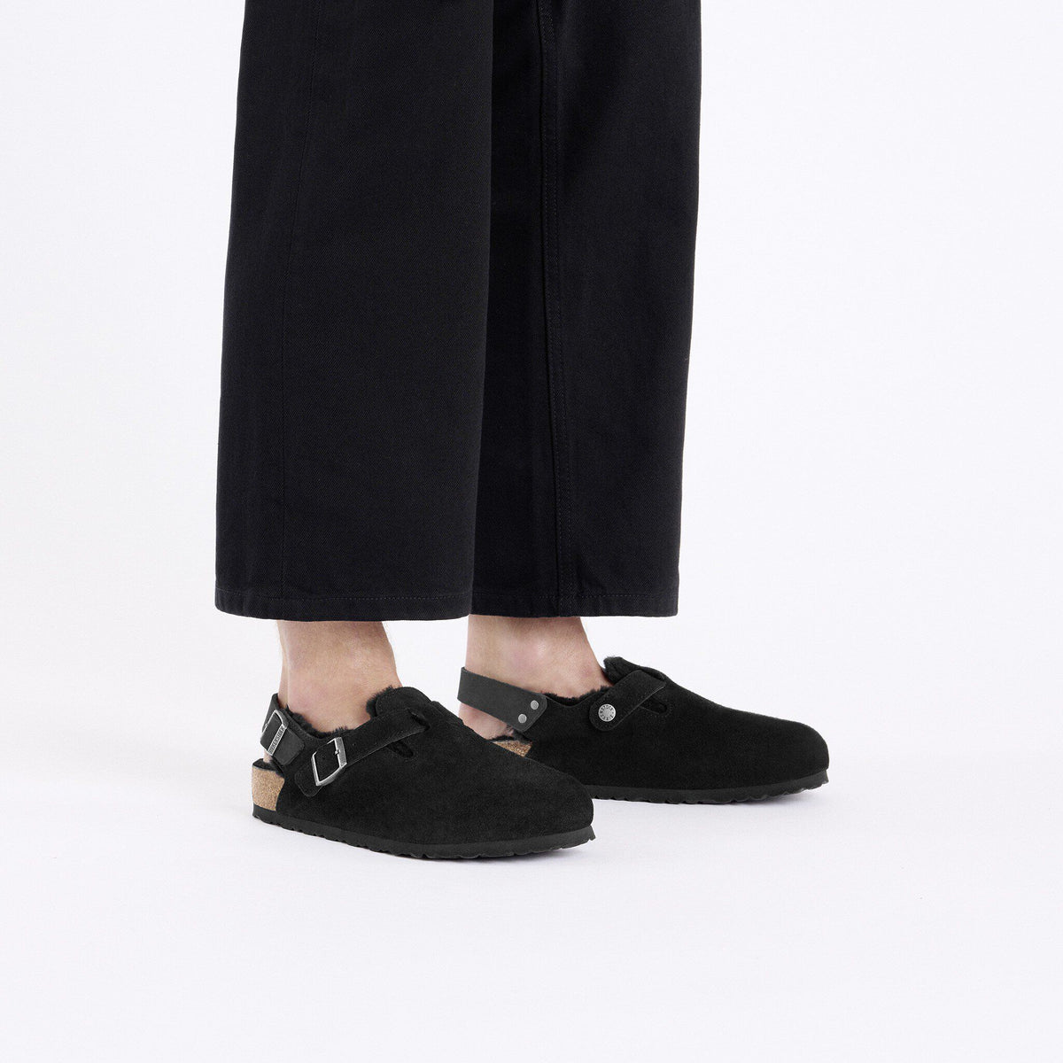 Tokio Shearling Suede Leather in Color Black | Birkenstock