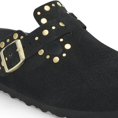 Boston Rivets Suede Leather in Color Black | Birkenstock