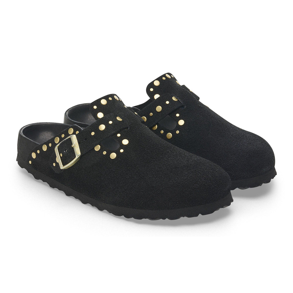 Boston Rivets Suede Leather in Color Black | Birkenstock