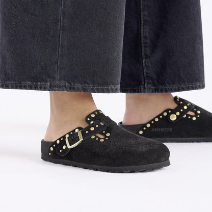 Boston Rivets Suede Leather in Color Black | Birkenstock