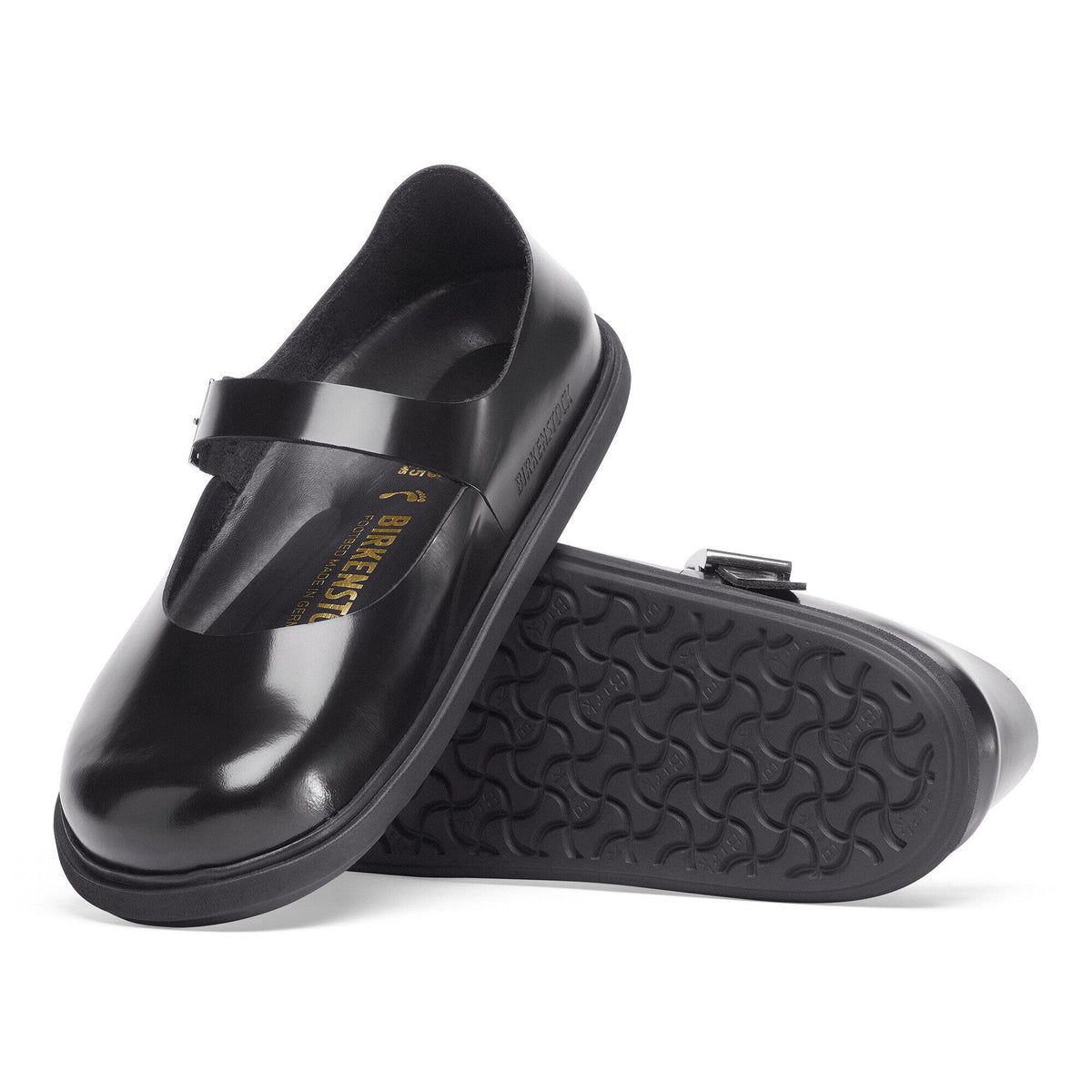Mantova Droplet Buckle Natural Leather Patent in Color High Shine Black | Birkenstock